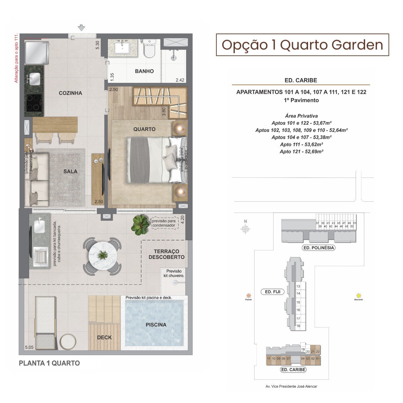 Garden Ed. Caribe — opção 1 quarto